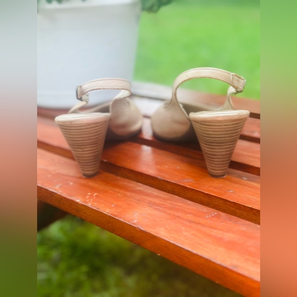 THE FLEXX Genuine Leather PeepToe Prato Vacchetta Slingback Kitten Heel SZ 10M - Picture 11 of 16